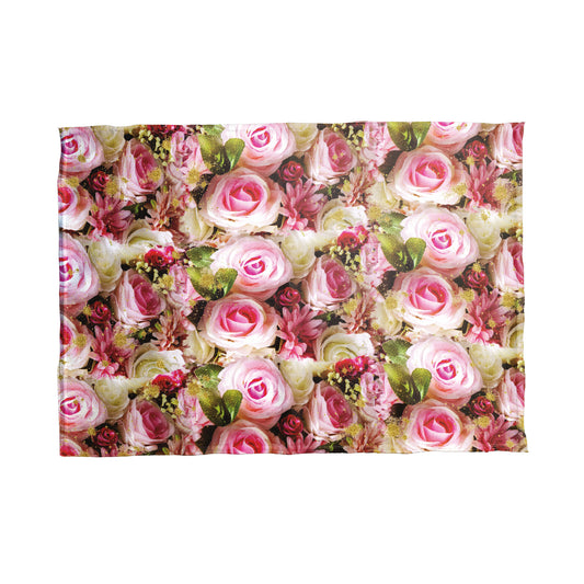 Pink Golden Spark Roses Tea Towel