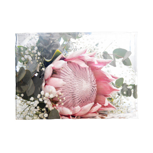 Protea on White Tea Towel
