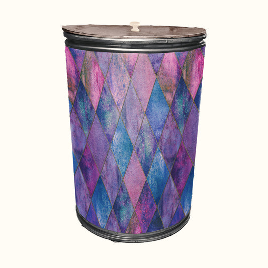 Purple Diamond Pattern Decoupage Drum Cover