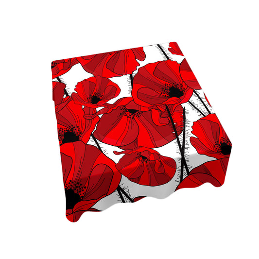 Red Flowers Square Tablecloth