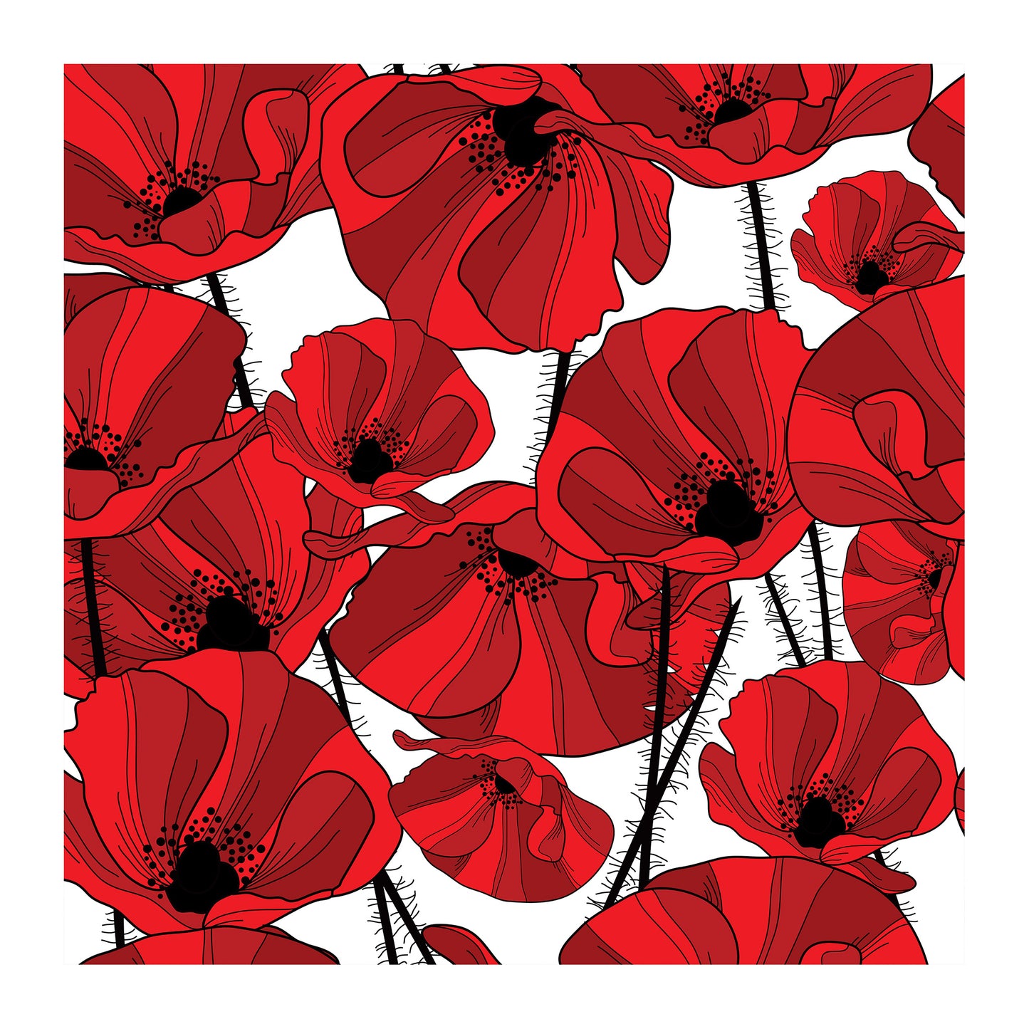 Red Flowers Square Tablecloth