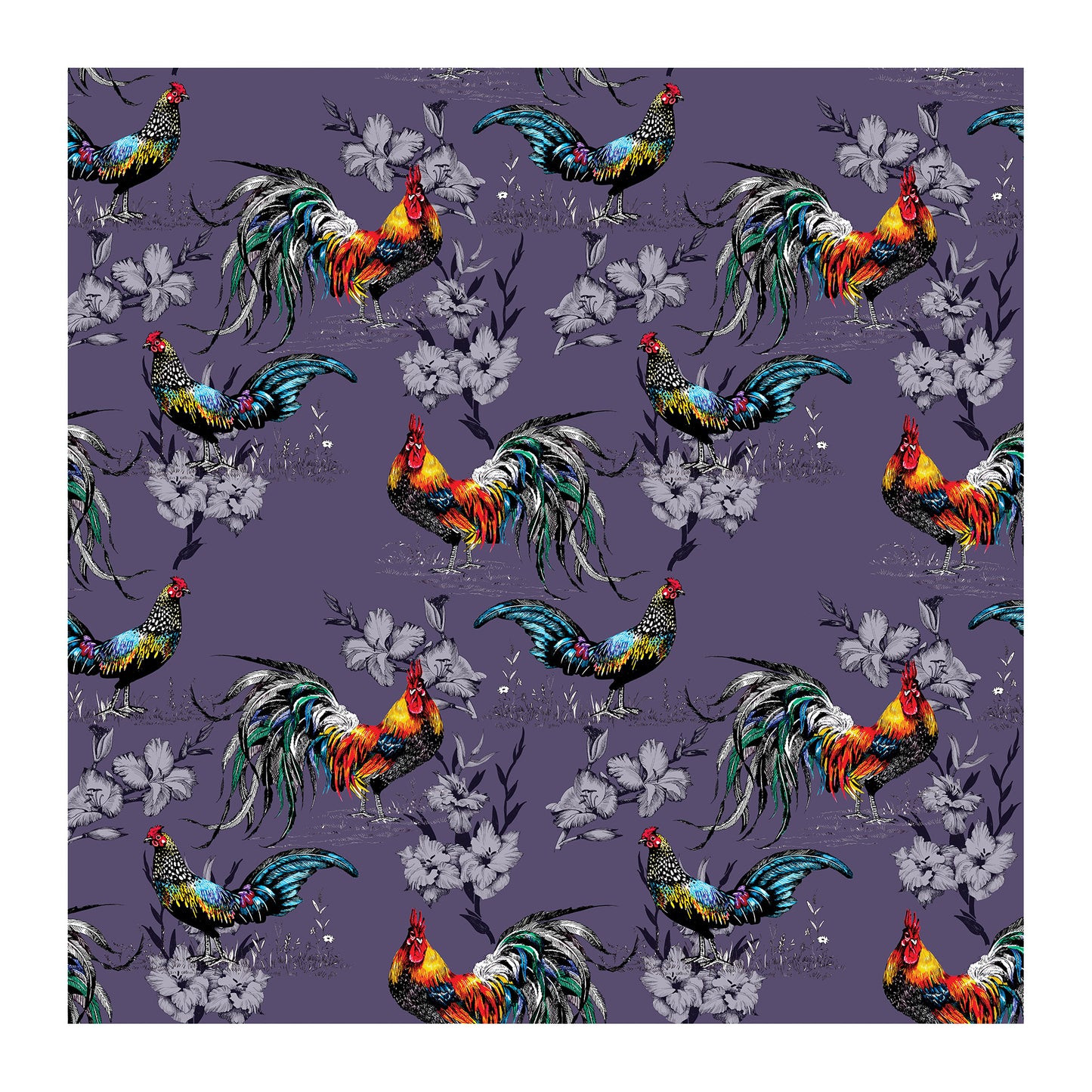 Roosters Pattern Square Tablecloth