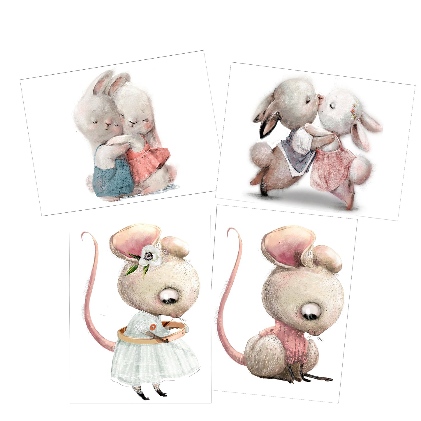 Rabbits & Mice Decoupage A3
