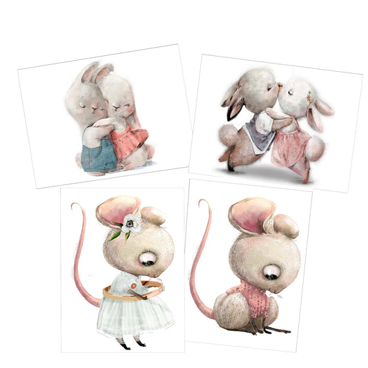 Rabbits & Mice Decoupage A3