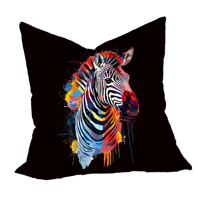 Bright Sunset Zebra on Black Luxury Scatter