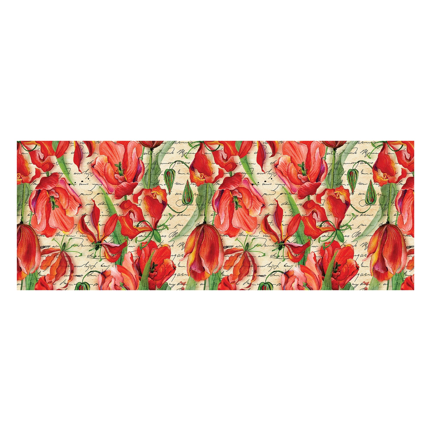 Red Flowers Decoupage Drum Cover