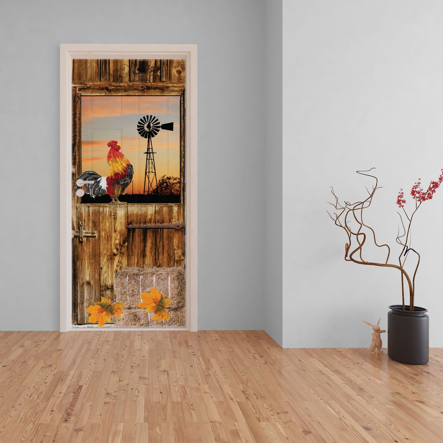 Rooster Sunrise Decoupage 800mm x 2000mm (Door)