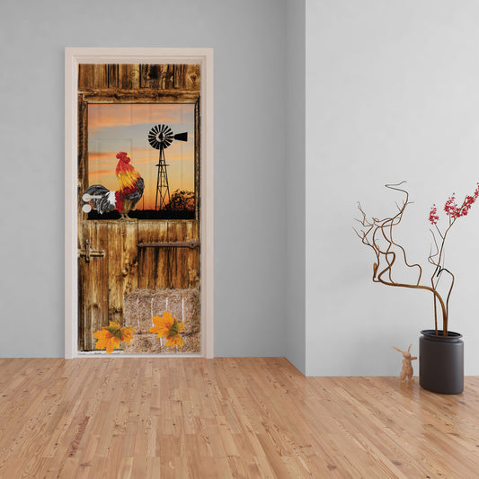 Rooster Sunrise Decoupage 800mm x 2000mm (Door)