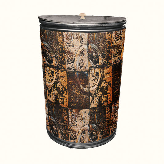 Rustic Metallic Tile Pattern Decoupage Drum Cover