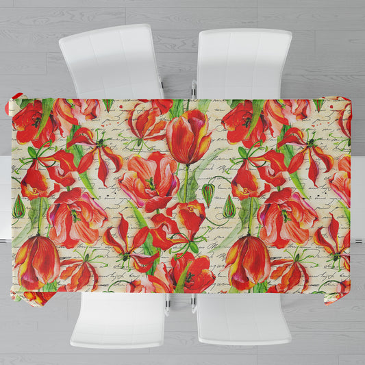 Floral Script Rectangle Tablecloth