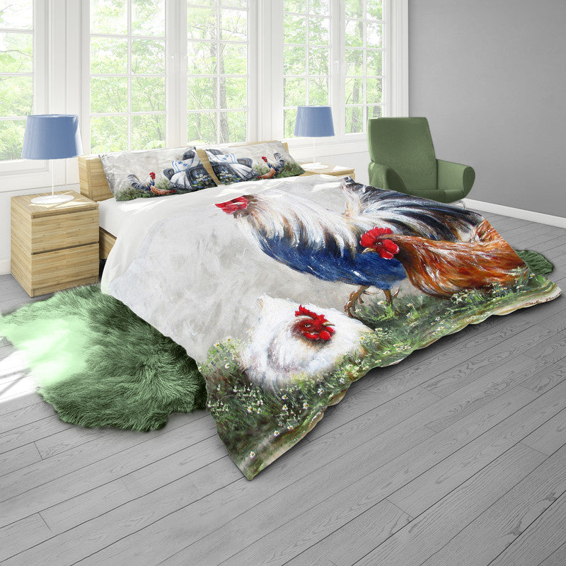 Family Of Chickens By Stella Bruwer Duvet Cover Set