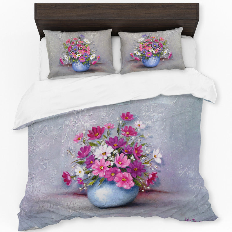 Gerberas In Round Vase By Stella Bruwer Duvet Cover Set