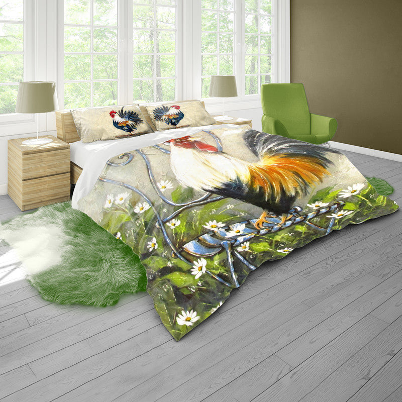 Rooster Garden Chair By Stella Bruwer Duvet Cover Set