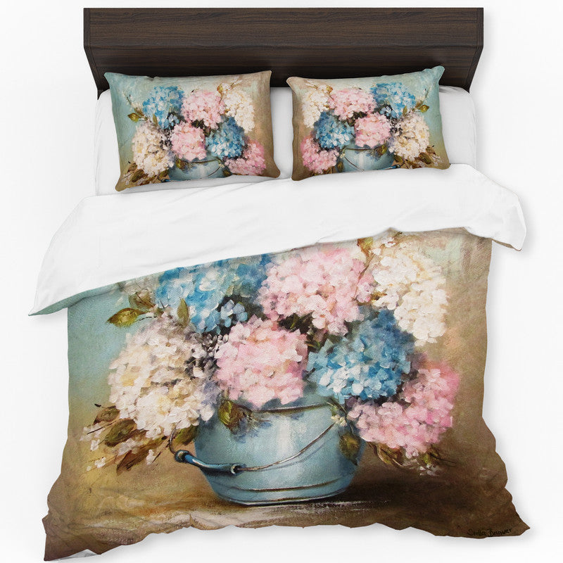 Vintage Hydrangeas By Stella Bruwer Duvet Cover Set