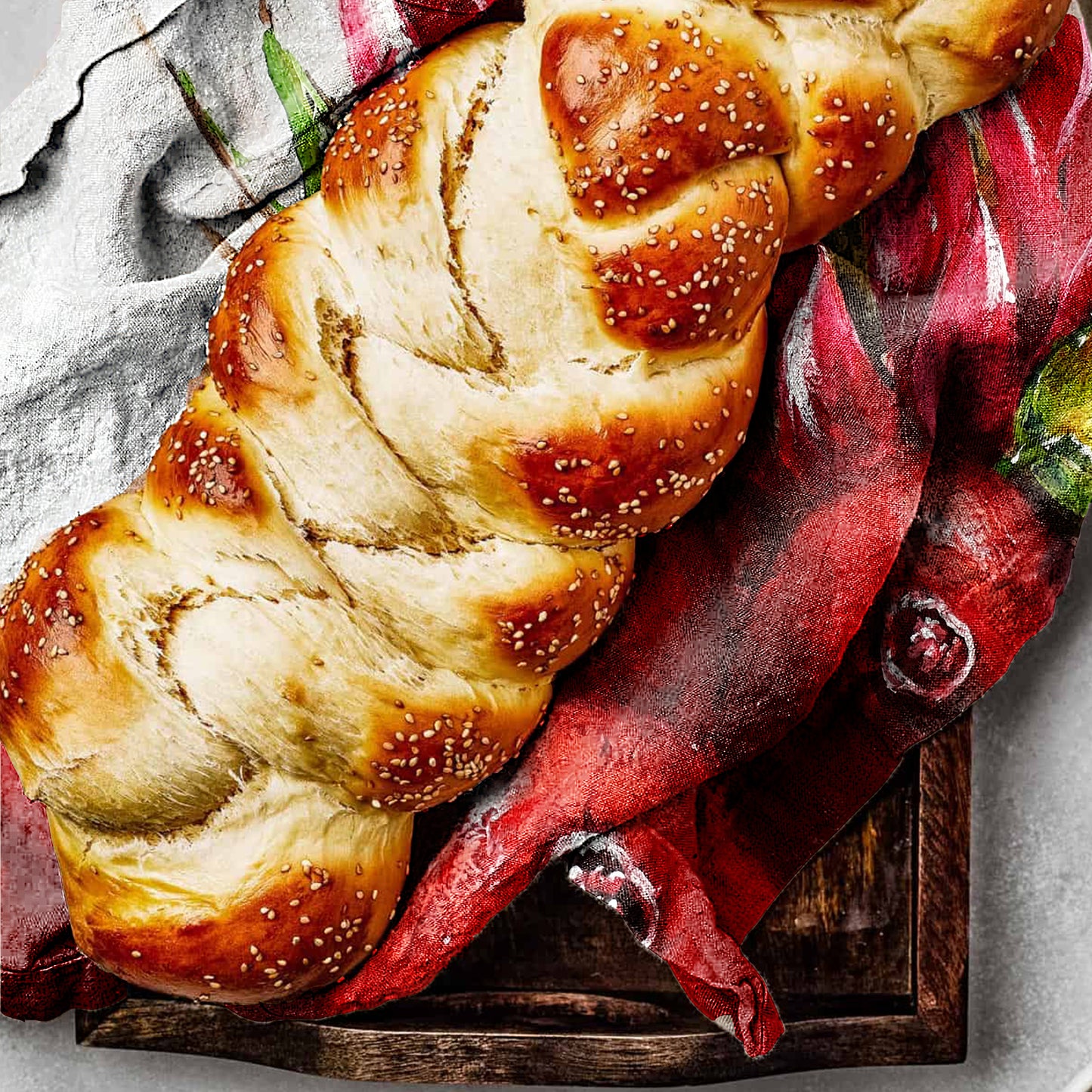 Protea and Pomegranate By Stella Bruwer Tea Towel