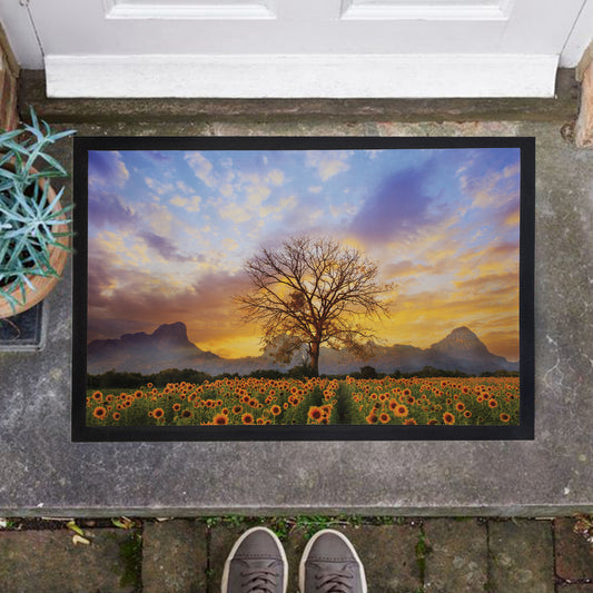Sunflower Tree Field Door Mat