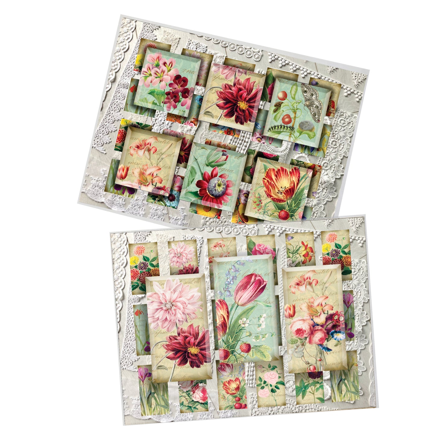 Tiled Floral Art Decoupage 800mm x 600mm