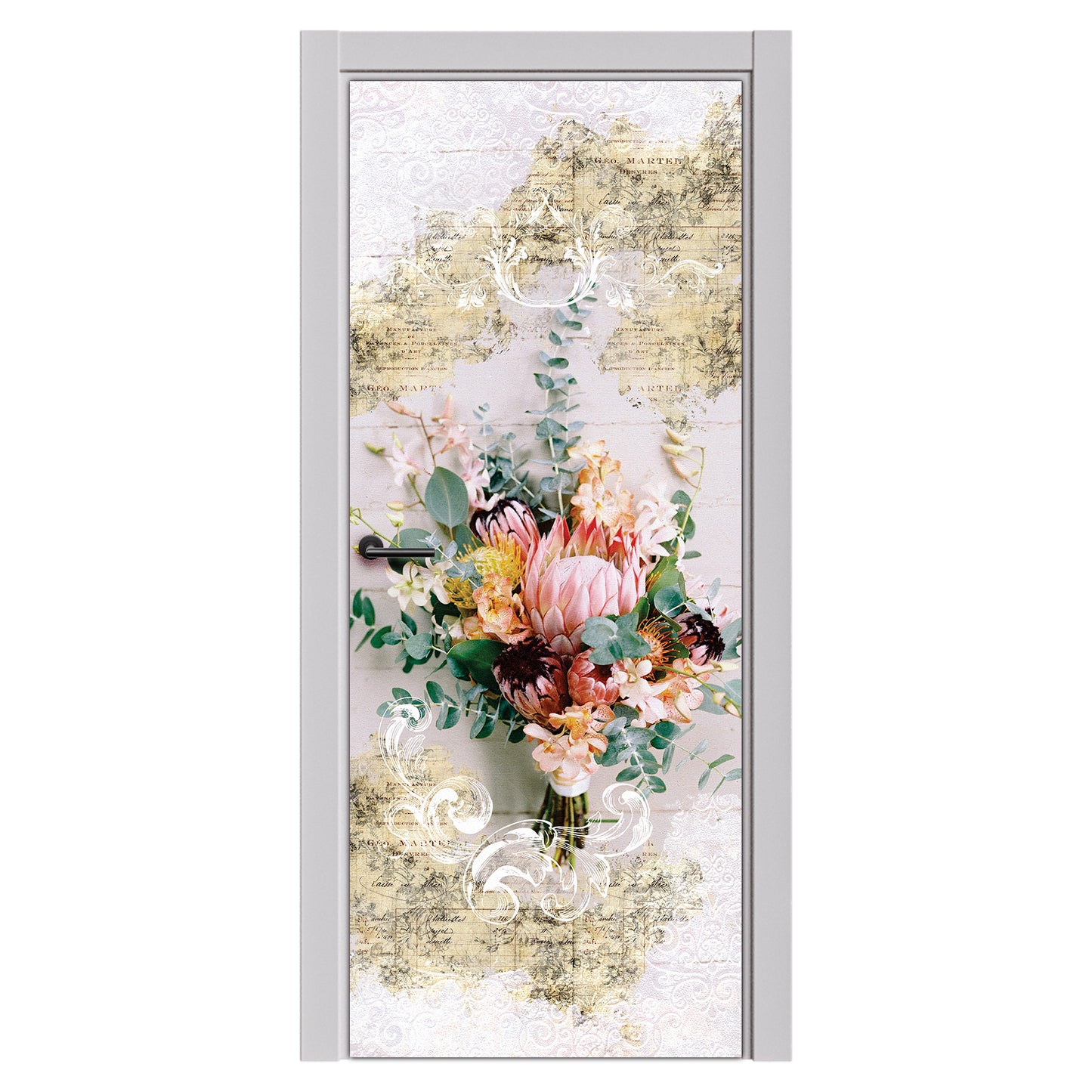 Decoupage Transfers - Vintage Protea Bouquet - Door