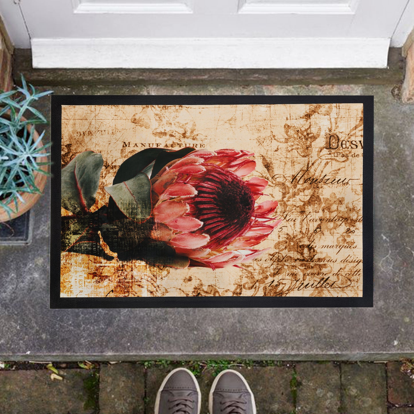 Vintage Protea Door Mat