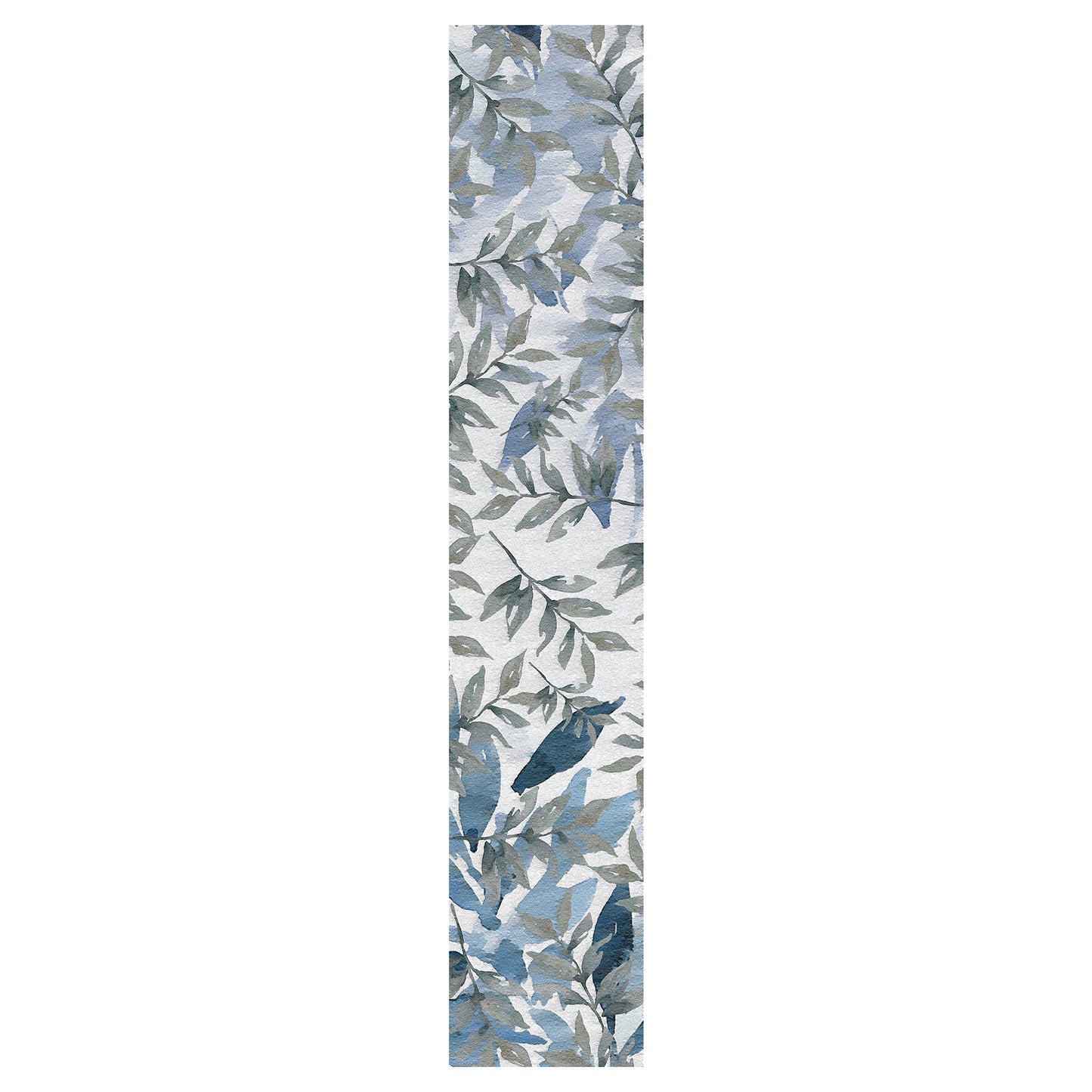 Water Painted Blue and Grey Leaves Table Runner By Mark van Vuuren