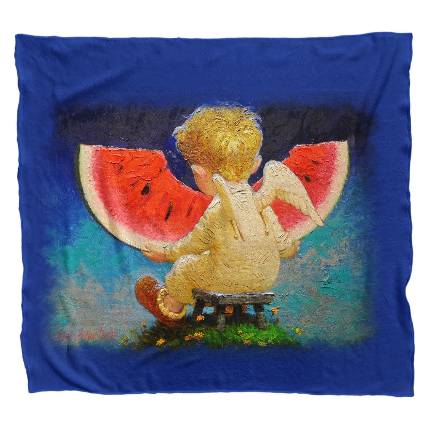 Watermelon Boy Angel Light Weight Fleece Blanket