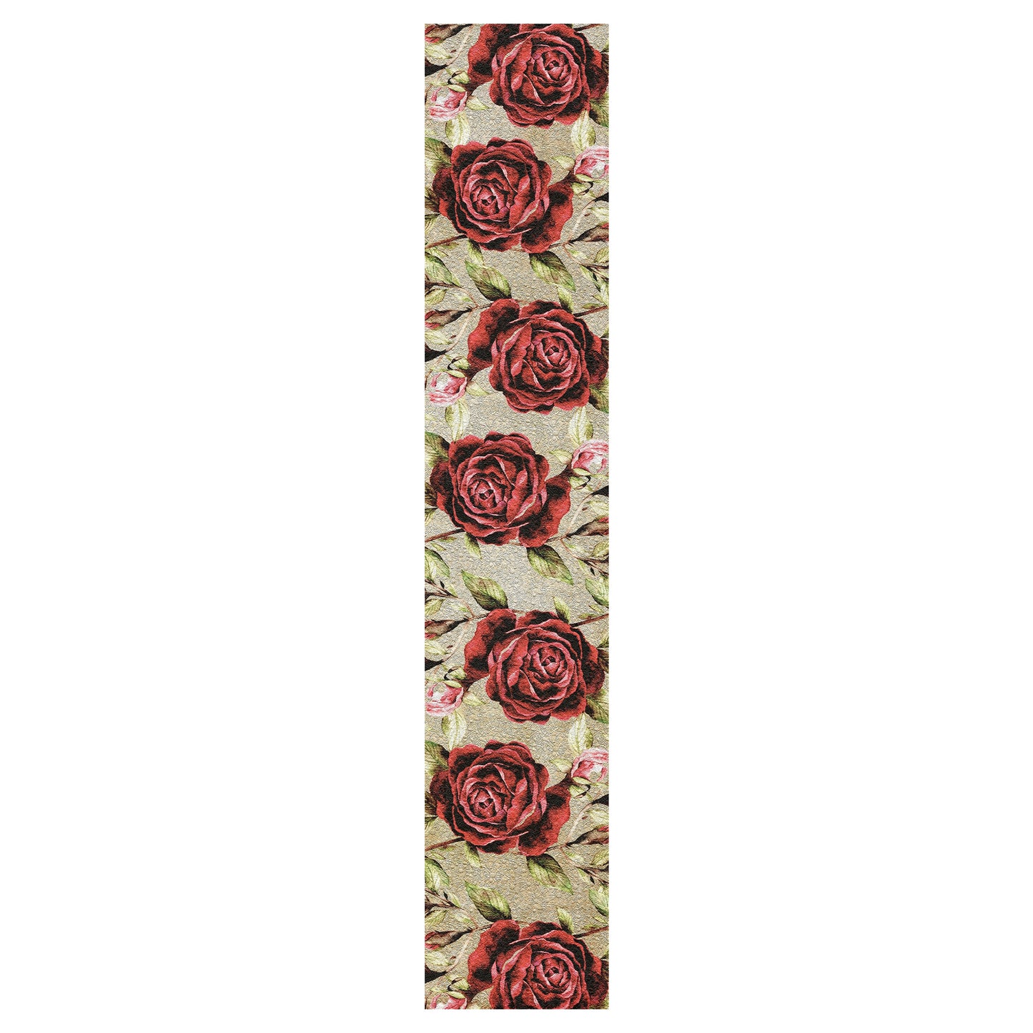 Water Painted Red Rose on Beige Table Runner By Mark van Vuuren