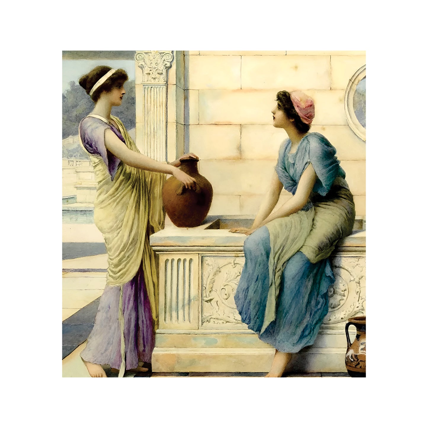 Water Pitcher Conversations 65cm x 75cm Medium Appliance Decoupage