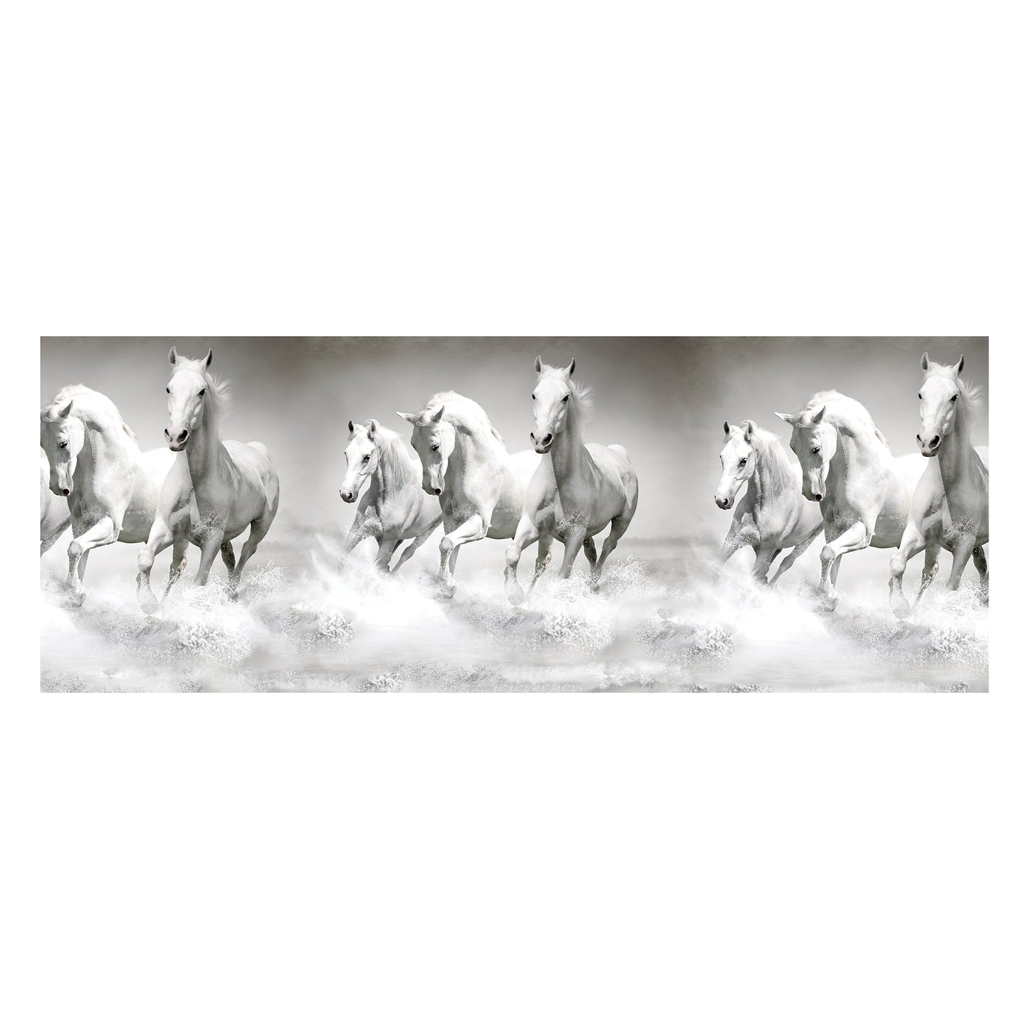 White Horses Decoupage Drum Cover