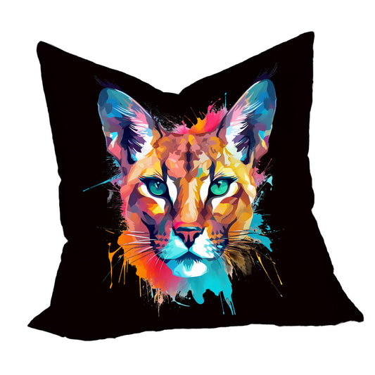 Bright Wild Cat on Black Luxury Scatter