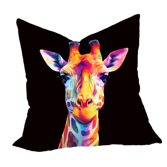 Bright Painted Giraffe on Black Luxury Scatter