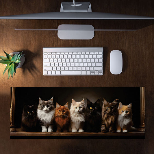 Row of Cats Large Desk Pad