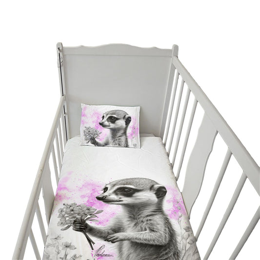 Pink Baby Meerkat By Nathan Pieterse Cot Duvet Set