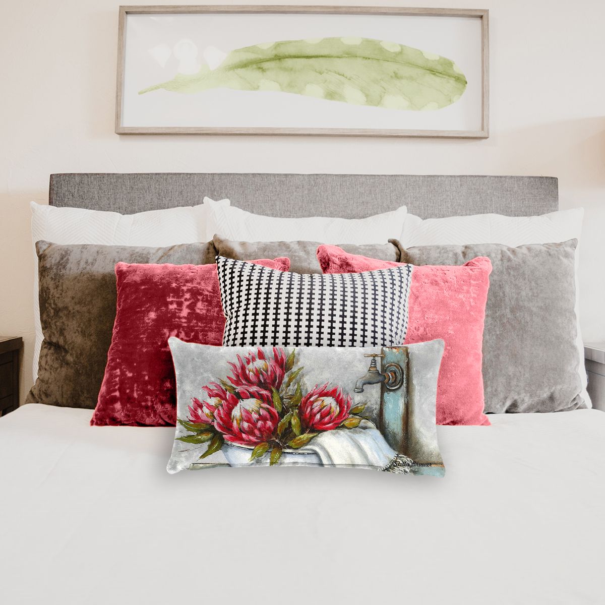Blue Tap Protea By Stella Bruwer Oblong Luxury Scatter