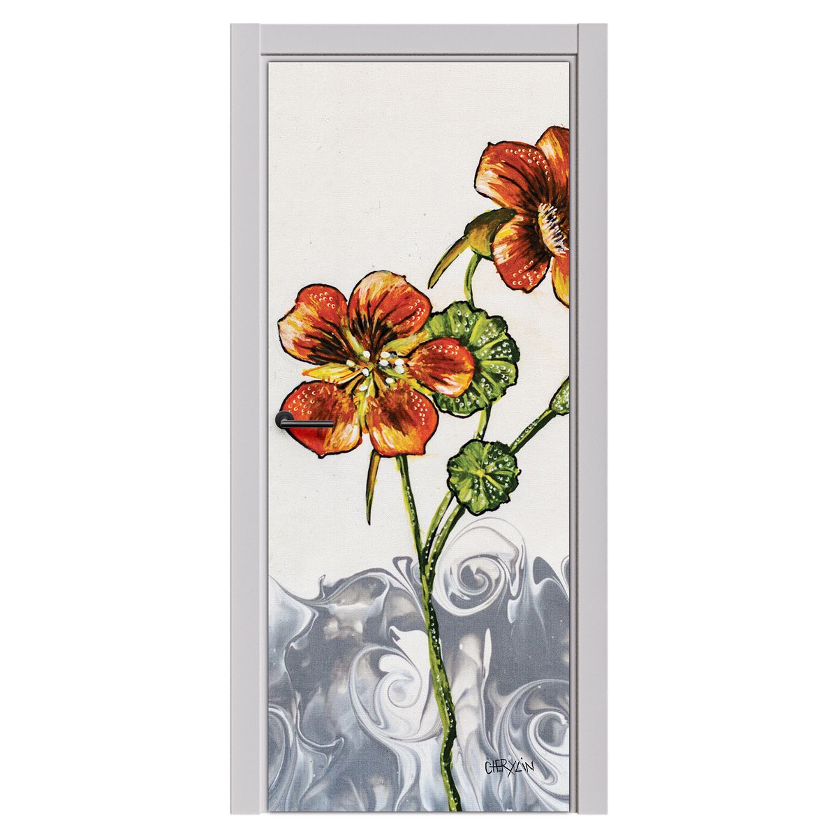 Decoupage - Nasturtium By Cherylin Louw Door