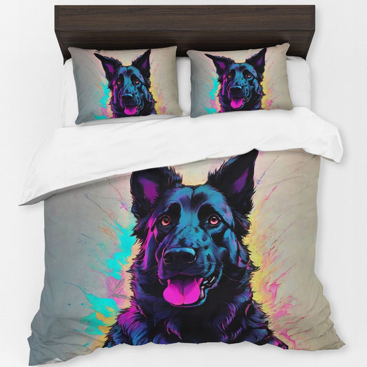 Neon Splash Dog By Nathan Pieterse Duvet Cover Set