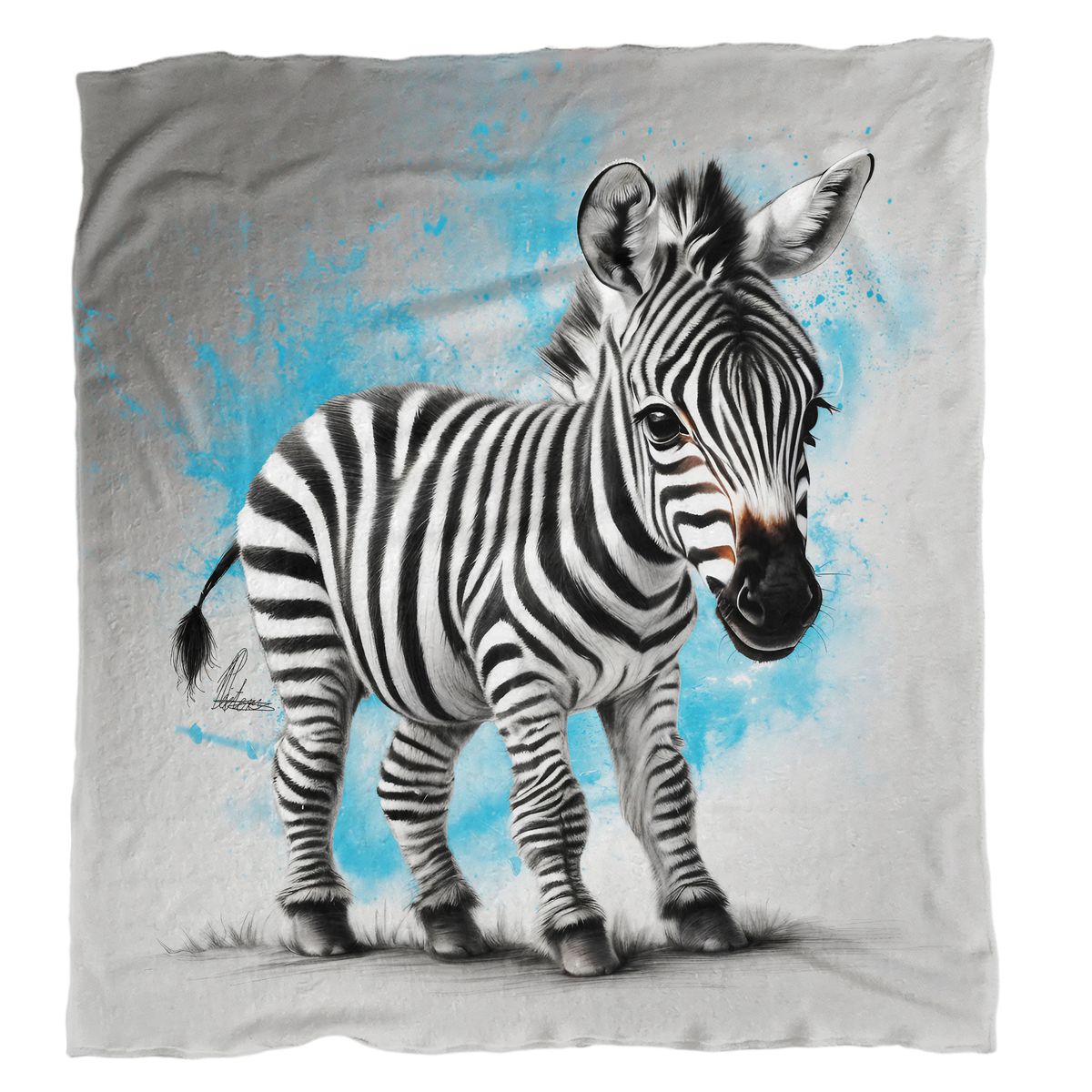 Baby Blue Zebra Light Weight Fleece Blanket By Nathan Pieterse