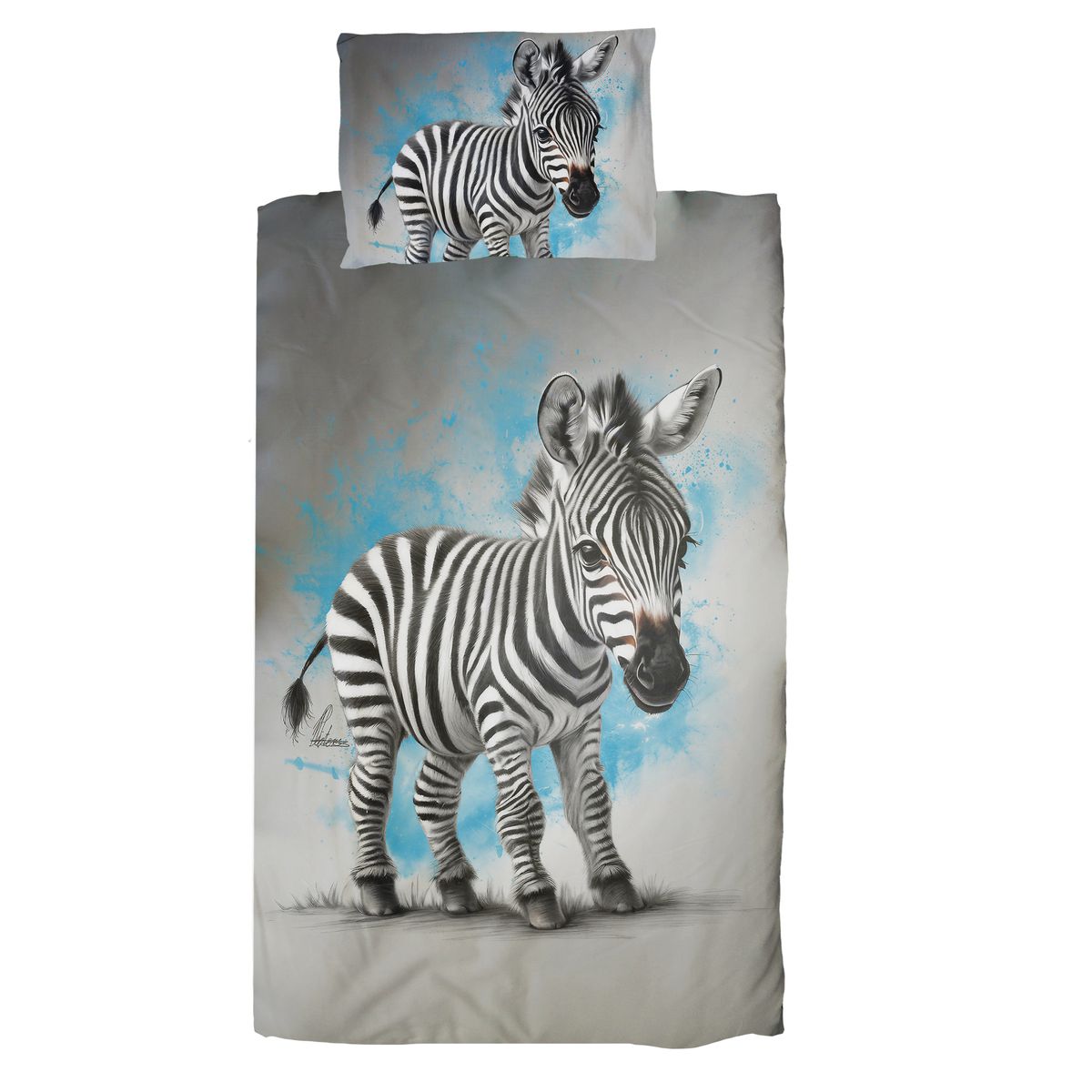 Blue Baby Zebra By Nathan Pieterse Cot Duvet Set