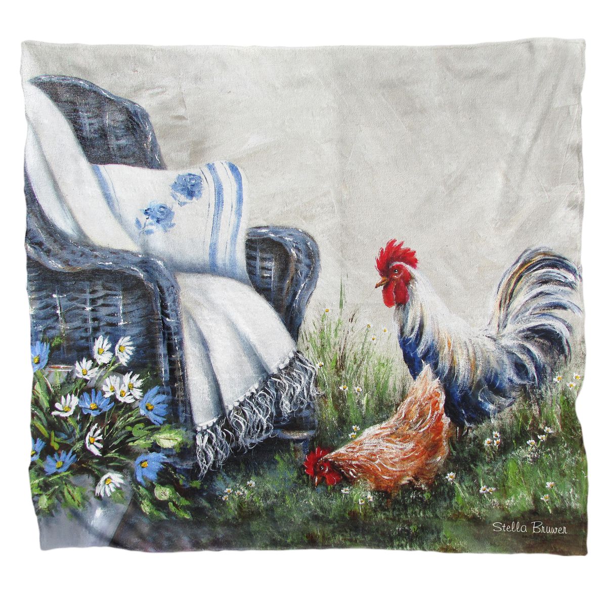 Two Chickens Light Weight Fleece Blanket by Stella Bruwer
