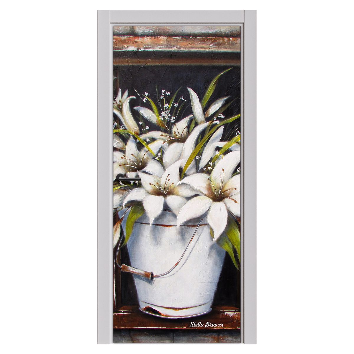 Decoupage - White Lilies By Stella Bruwer Door