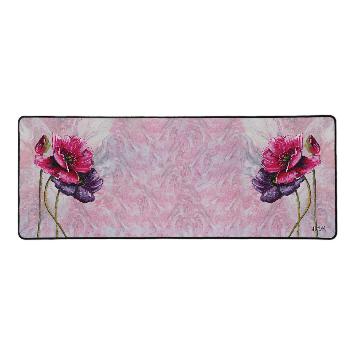 Double Poppies By Cherylin Louw Large Desk Pad