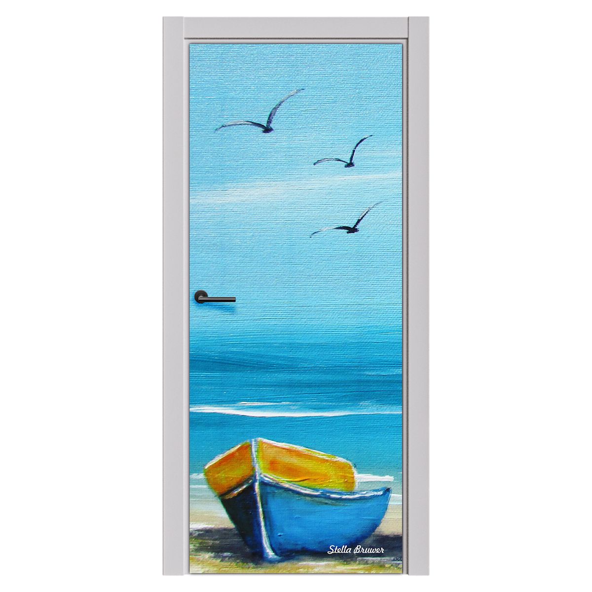 Decoupage - Dinghy Boats By Stella Bruwer Door