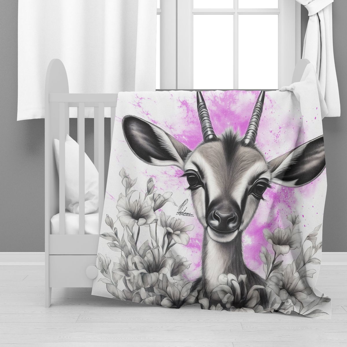 Pink Baby Springbok Minky Blanket By Nathan Pieterse