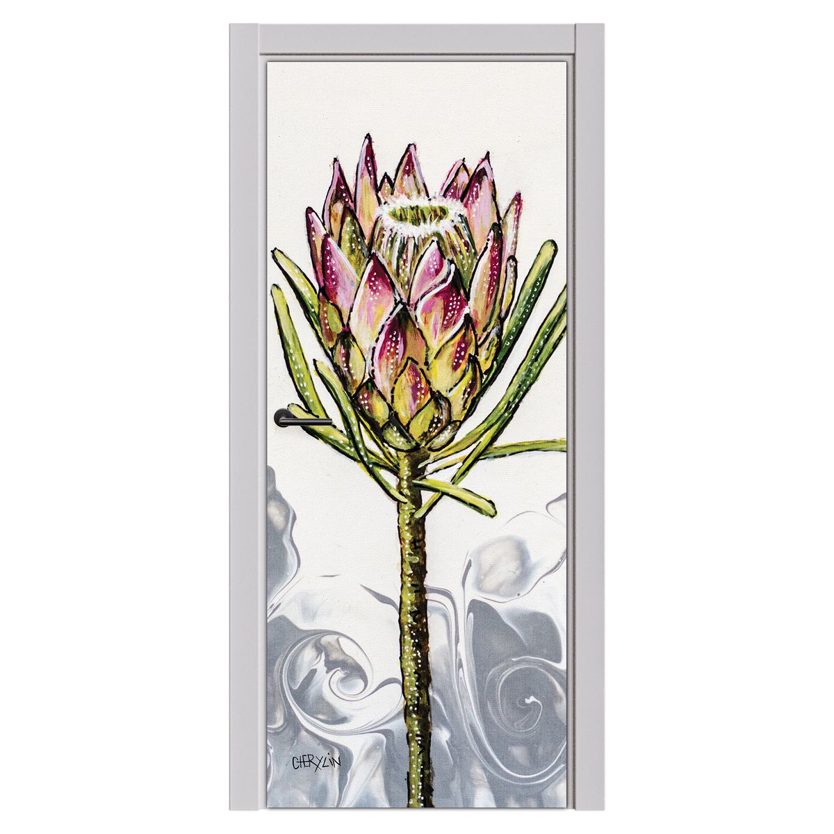 Decoupage - Protea By Cherylin Louw Door