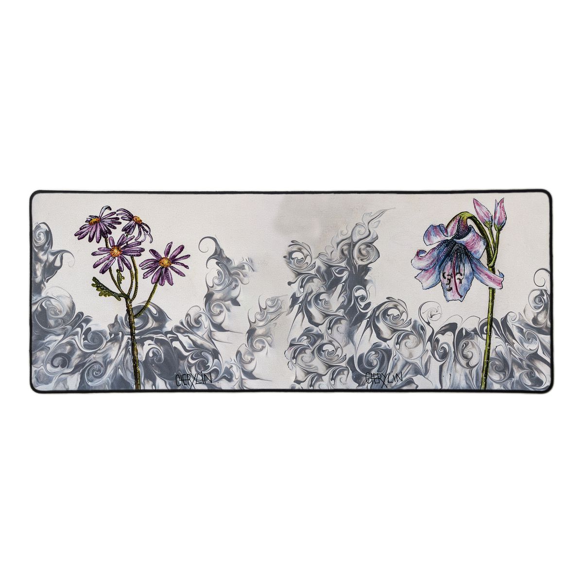 Purple Floral By Cherylin Louw Large Desk Pad