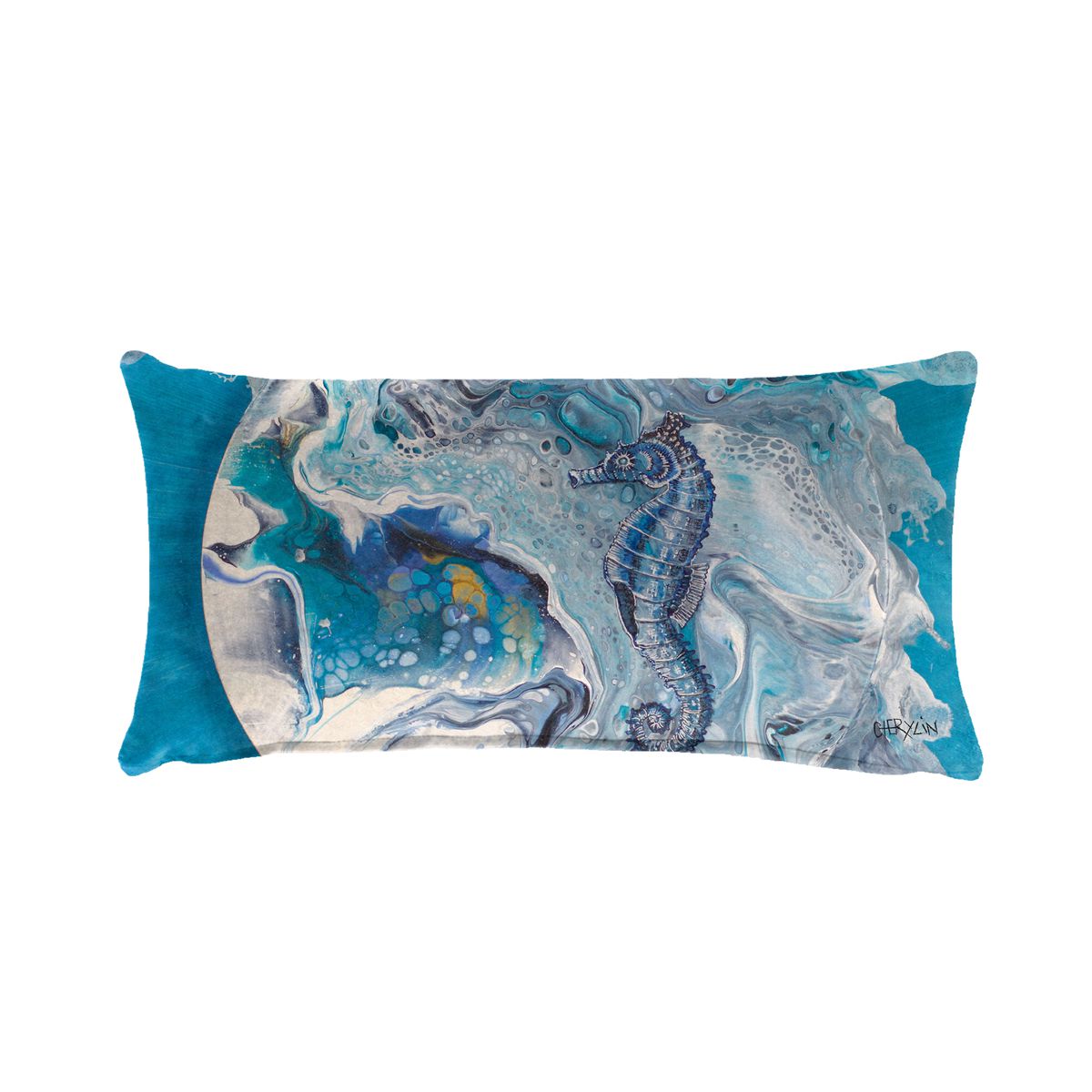 Crashing Waves Sea Horse By Cherylin Louw Oblong Luxury Scatter