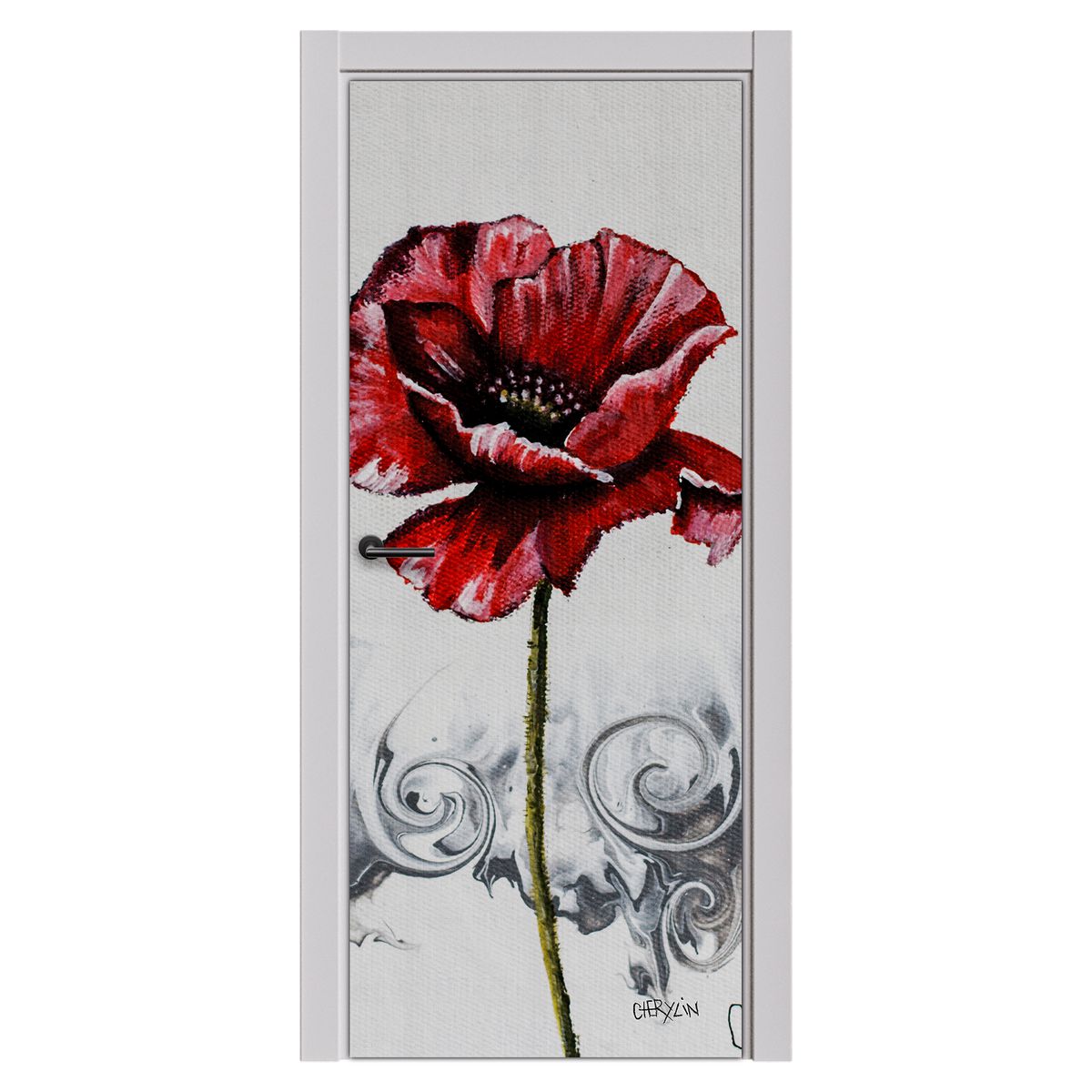 Decoupage - Pouring Poppies Twirls By Cherylin Louw Door