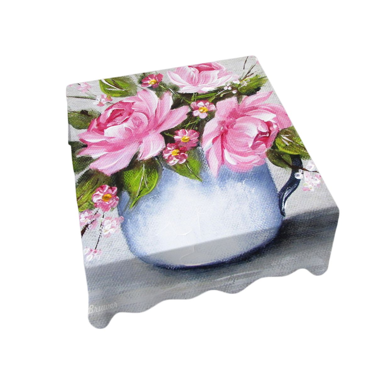 Pink Roses Cup By Stella Bruwer Square Tablecloth