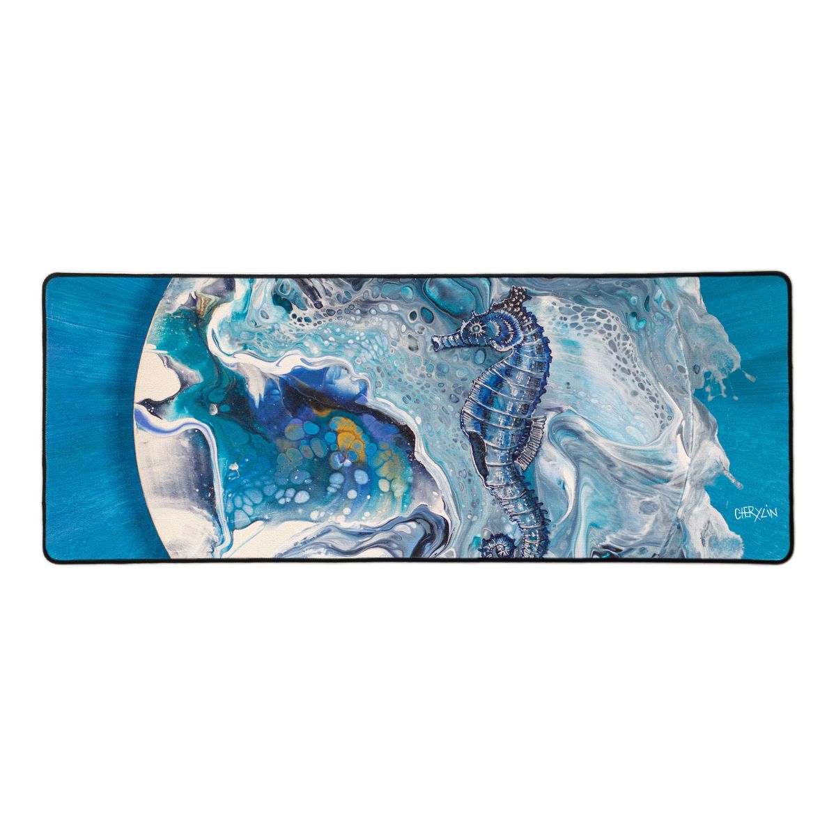 Crashing Waves Sea Horse By Cherylin Louw Large Desk Pad
