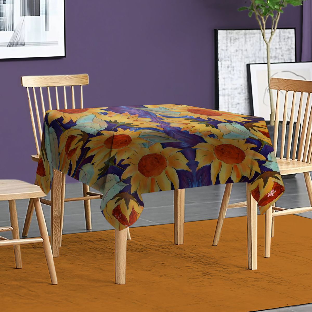 Pretty Sunflowers By Jinge for Fifo Square Tablecloth