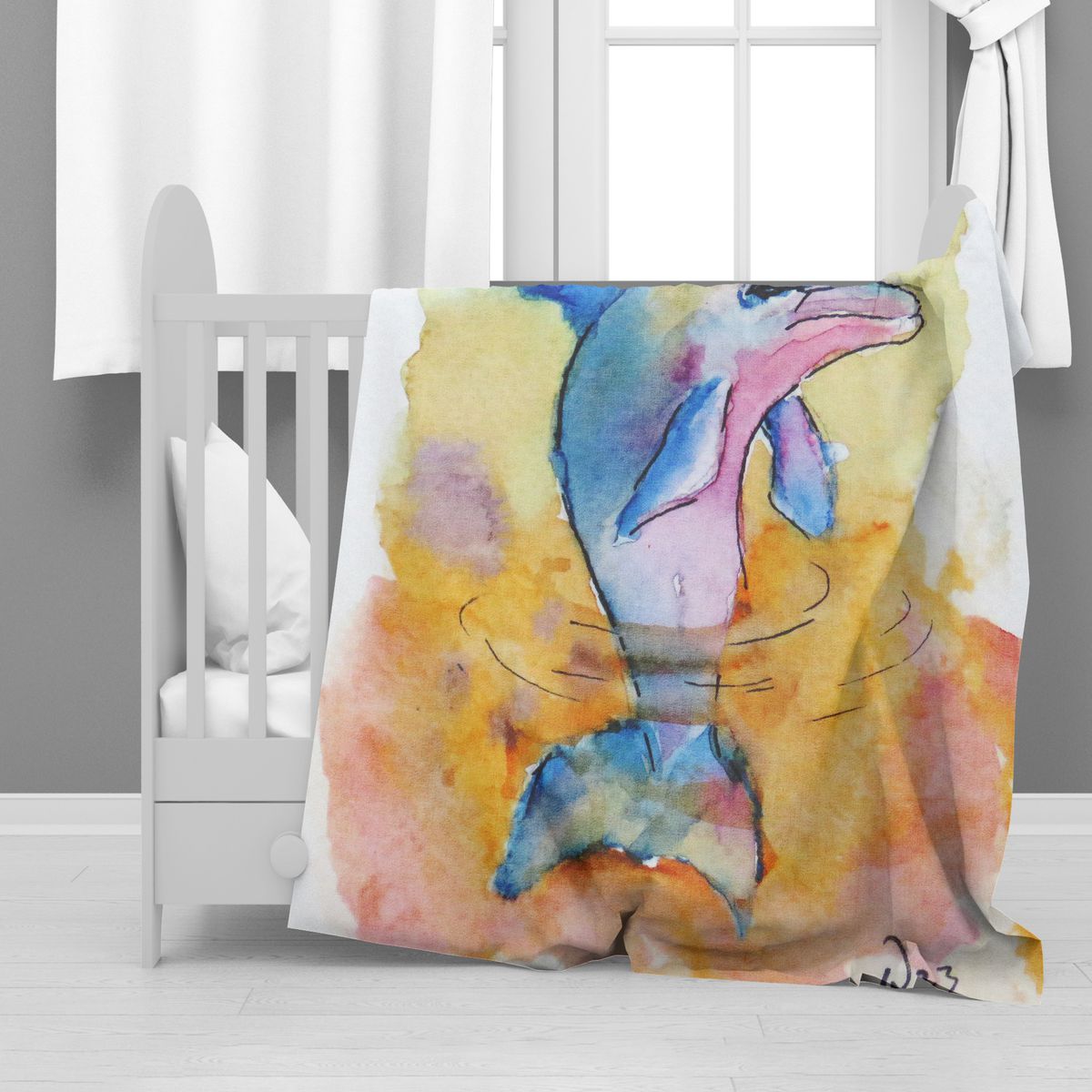 Technicolour Dolphin Minky Blanket By Wikus Hattingh